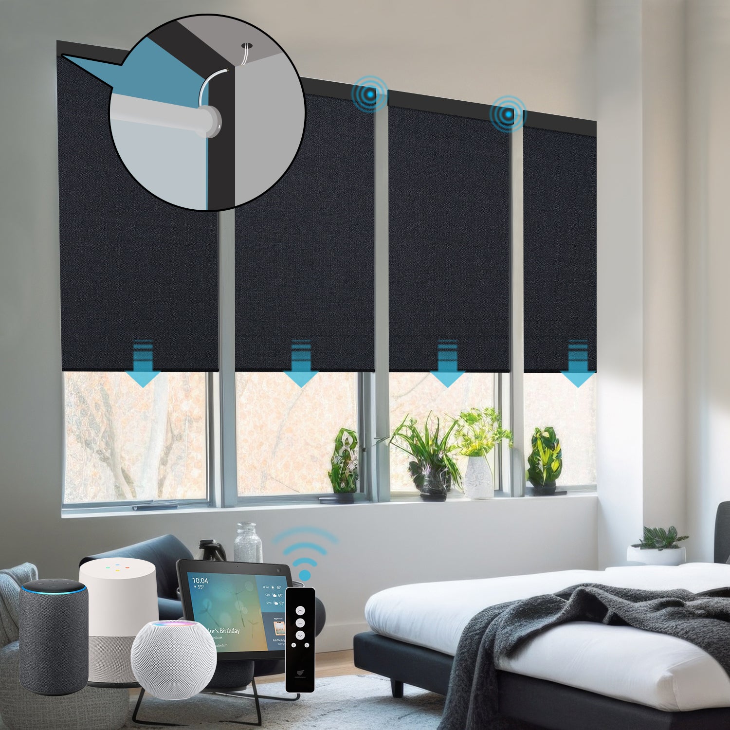 SmartWings Motorized Woven Wood Shades 100% Blackout