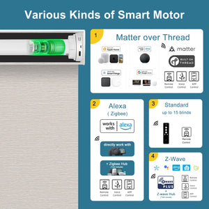 SmartWings Hardwired Motorized Light Filtering Roller Shades 70% Blackout Essential