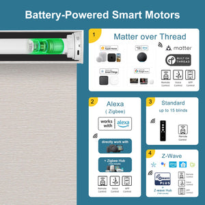 SmartWings Motorized Light Filtering Roller Shades 70% Blackout Essential